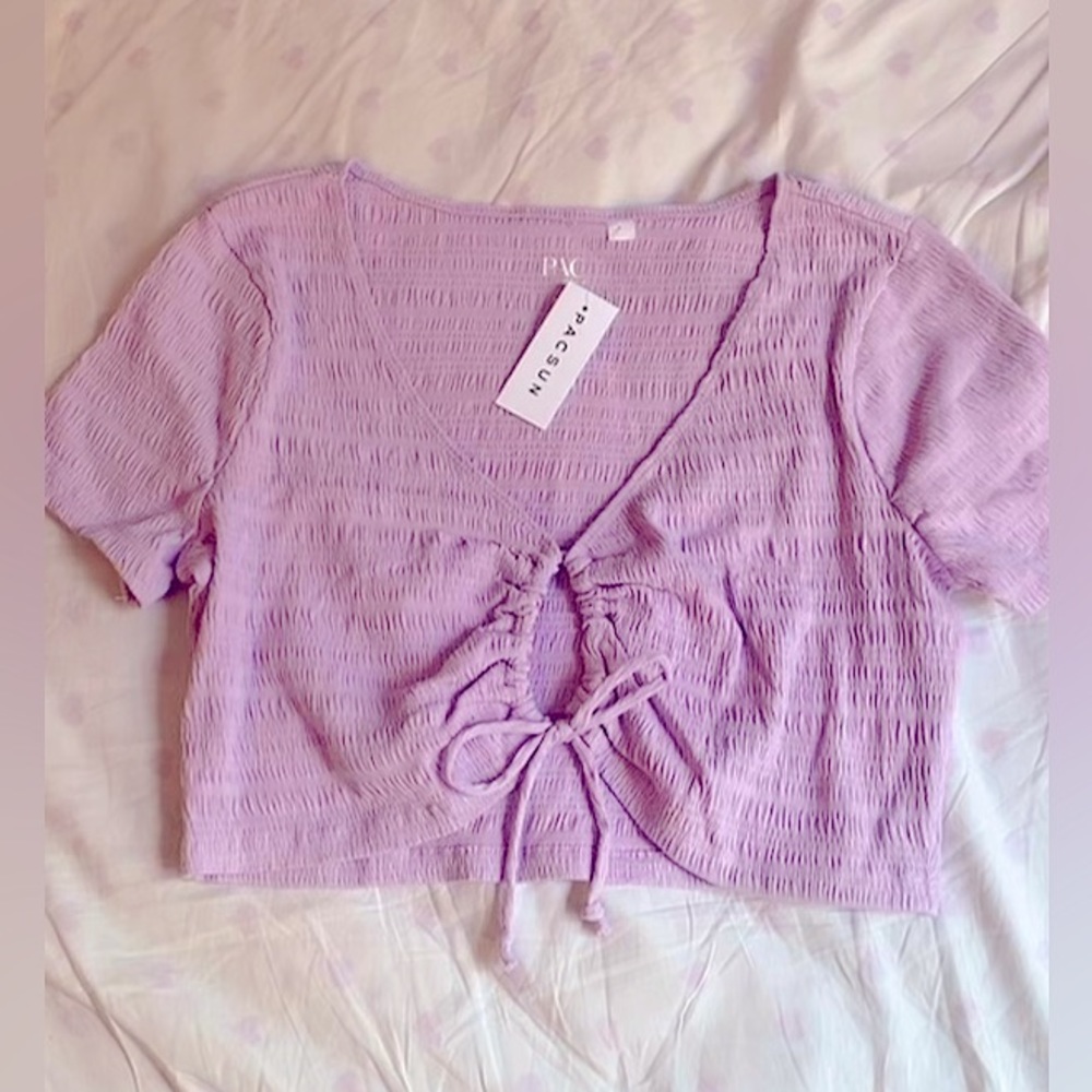 NWT PacSun Lavender Cropped Tee Size L